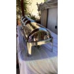 Acopa Supreme 8 Qt. Full Size Chrome Accent Roll Top Chafer