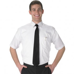 Henry Segal Men's Customizable White Short Sleeve Dress Shirt - L