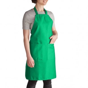 Intedge Kelly Green Adjustable Poly-Cotton Bib Apron with 2 Pockets - 32