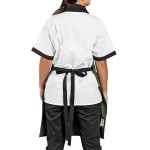 Uncommon Chef 3128 Sea Green Customizable Poly-Cotton Surge Bib Apron with Black Webbing and 3 Pockets - 34