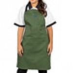 Uncommon Chef 3128 Sea Green Customizable Poly-Cotton Surge Bib Apron with Black Webbing and 3 Pockets - 34