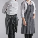 Choice Khaki Poly-Cotton Standard Bib Apron with 2 Pockets - 34