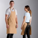 Choice Khaki Poly-Cotton Standard Bib Apron with 2 Pockets - 34