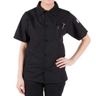 Mercer Culinary Millennia Air® Black Unisex Short Sleeve Cook Shirt with Full Mesh Back M60200BK - 1X