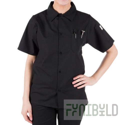 Mercer Culinary Millennia Air® Black Unisex Short Sleeve Cook Shirt with Full Mesh Back M60200BK - 1X