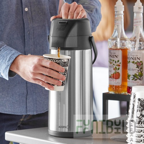 Acopa 3 Liter Stainless Steel Lined Decaf Airpot with Push Button
