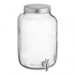 Acopa 2 Gallon Mason Jar Glass Beverage Dispenser with Infusion Chamber, Chalkboard Sign, and Metal Stand