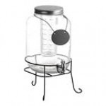 Acopa 2 Gallon Mason Jar Glass Beverage Dispenser with Infusion Chamber, Chalkboard Sign, and Metal Stand