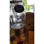 Acopa 2 Gallon Mason Jar Glass Beverage Dispenser with Infusion Chamber, Chalkboard Sign, and Metal Stand