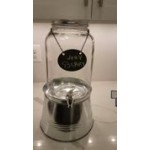 Acopa 2 Gallon Mason Jar Glass Beverage Dispenser with Infusion Chamber, Chalkboard Sign, and Metal Stand