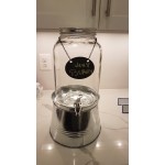 Acopa 2 Gallon Mason Jar Glass Beverage Dispenser with Infusion Chamber, Chalkboard Sign, and Metal Stand