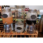 Acopa 2 Gallon Mason Jar Glass Beverage Dispenser with Infusion Chamber, Chalkboard Sign, and Metal Stand