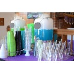 Acopa 2 Gallon Mason Jar Glass Beverage Dispenser with Infusion Chamber, Chalkboard Sign, and Metal Stand