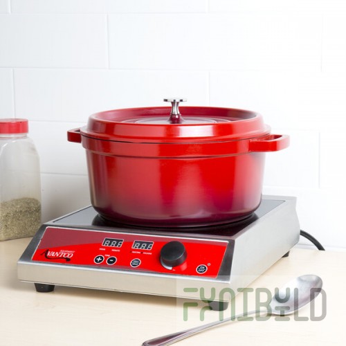 GET Heiss 6.5 Qt. Red Enamel Coated Cast Aluminum Round Dutch Oven with Lid CA-006-R/BK/CC