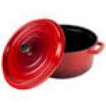 GET Heiss 6.5 Qt. Red Enamel Coated Cast Aluminum Round Dutch Oven with Lid CA-006-R/BK/CC