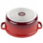 GET Heiss 6.5 Qt. Red Enamel Coated Cast Aluminum Round Dutch Oven with Lid CA-006-R/BK/CC