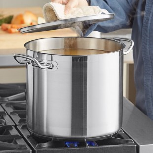 Vigor SS1 Series 16 Qt. Heavy-Duty Stainless Steel Aluminum-Clad Stock Pot with Cover Vigor SS1 Series 16 Qt. Heavy-Duty Stainless Steel Aluminum-Clad Stock Pot with Cover