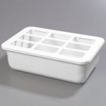 Carlisle CM1103C1402 Coldmaster CoolCheck 1/3 Size White Divided Cold ABS Plastic Food Pan - 6 Carlisle CM1103C1402 Coldmaster CoolCheck 1/3 Size White Divided Cold ABS Plastic Food Pan - 6