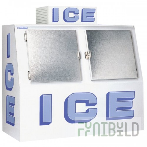 Polar Temp 900ADP Auto Defrost Outdoor Ice Merchandiser with Slant Front - 90 cu. ft.