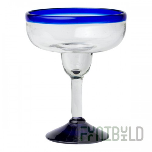 10 Strawberry Street Cobalt Rim 15 oz. Margarita Glass - 6/Case