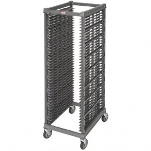 Cambro UPR1826FA40 Camshelving® Ultimate 40 Pan End Load Bun / Sheet Pan Rack with Metal Casters - Assembled