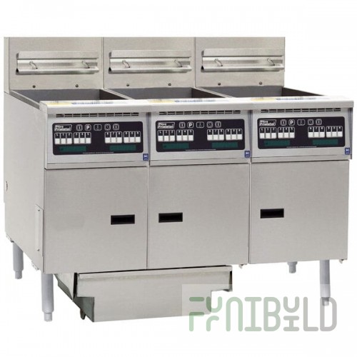 Pitco® SSH55-3FD-I12 Solstice Supreme Natural Gas 120-150 lb. High Efficiency 3 Unit Floor Fryer System with Intellifry Computer Controls and Filter Drawer - 240,000 BTU
