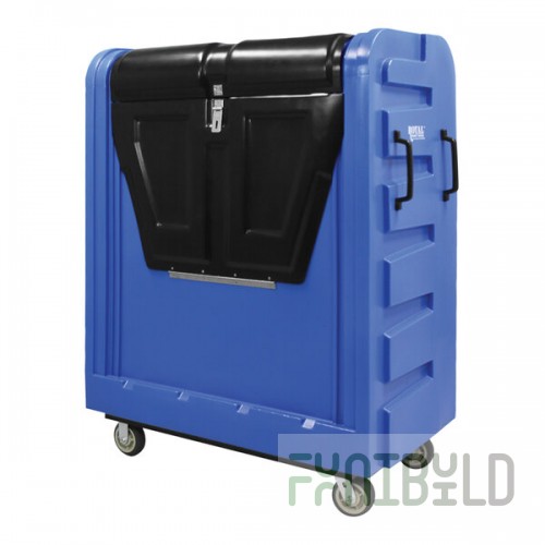 Royal Basket Trucks 48 Cu. Ft. Blue Security Poly Truck with Steel Base and 2 Rigid / 2 Swivel Casters R48-BLX-BSC-6UNN