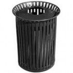 Wausau Tile MF3212 30 Gallon Flat Steel Round Outdoor Trash Can with Aluminum Pitch-In Lid Wausau Tile MF3212 30 Gallon Flat Steel Round Outdoor Trash Can with Aluminum Pitch-In Lid