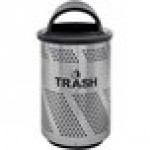 Ex-Cell Kaiser Arena 51 Series ARENA-X51 T SS/BLK 51 Gallon Stainless Steel Customizable Outdoor Trash Can with Hooded Rain Top