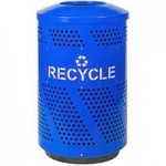 Ex-Cell Kaiser Arena 51 Series ARENA-X51 T SS/BLK 51 Gallon Stainless Steel Customizable Outdoor Trash Can with Hooded Rain Top