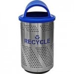 Ex-Cell Kaiser Arena 51 Series ARENA-X51 T SS/BLK 51 Gallon Stainless Steel Customizable Outdoor Trash Can with Hooded Rain Top