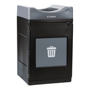 Commercial Zone Avante 55 Gallon Gray Polyethylene Square Indoor / Outdoor Modular Single-Stream Trash Can