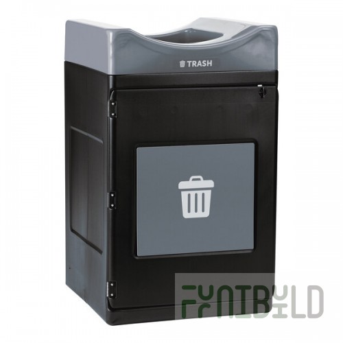 Commercial Zone Avante 55 Gallon Gray Polyethylene Square Indoor / Outdoor Modular Single-Stream Trash Can