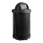 Lancaster Table & Seating 36 Gallon Heavy-Duty Round Black Expanded Steel Outdoor Trash Can with Dome Lid