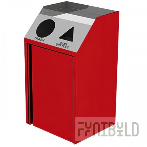 Lakeside 4412RD Stainless Steel Rectangular Refuse / Recycling Station with Front Access and Red Laminate Finish - 26 1/2