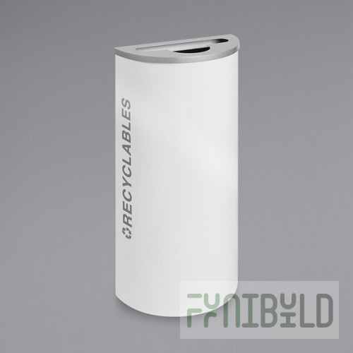 Ex-Cell Kaiser RC-KDHR-R BT-WHT Black Tie Kaleidoscope White Gloss Half Round 8 Gallon Recyclables Receptacle