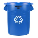 Rubbermaid® BRUTE 20 Gallon Blue Round Recycling Can and Blue Lid