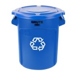 Rubbermaid® BRUTE 20 Gallon Blue Round Recycling Can and Blue Lid