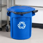 Rubbermaid® BRUTE 20 Gallon Blue Round Recycling Can and Blue Lid
