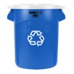 Rubbermaid® BRUTE 20 Gallon Blue Round Recycling Can and Blue Lid