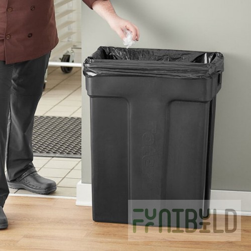 Toter SL023-00200 Slimline 23 Gallon Black Trash Can