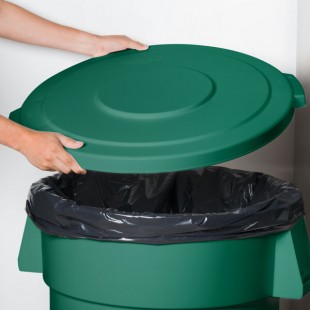 Carlisle 84104509 Bronco 44 Gallon Green Flat Round Trash Can Lid