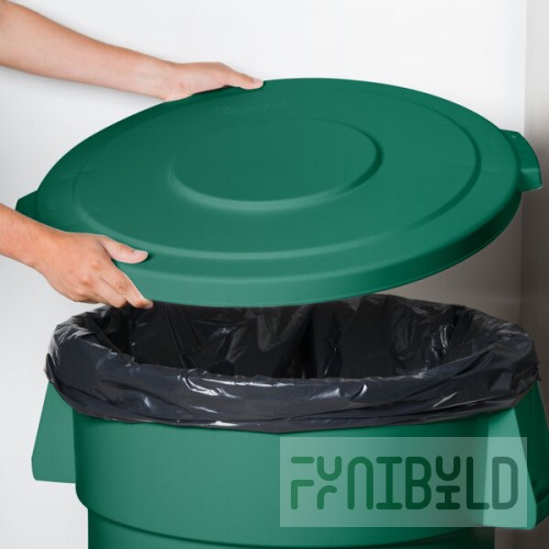 Carlisle 84104509 Bronco 44 Gallon Green Flat Round Trash Can Lid
