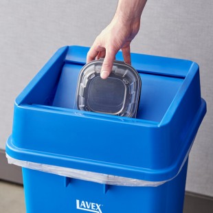 Lavex 19 / 23 Gallon Blue Square Trash Can Drop Shot Lid