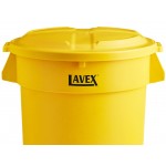 Lavex 32 Gallon Yellow Round Commercial Trash Can with Lid and Dolly
