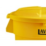 Lavex 32 Gallon Yellow Round Commercial Trash Can with Lid and Dolly