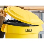 Lavex 32 Gallon Yellow Round Commercial Trash Can with Lid and Dolly