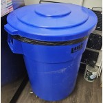 Lavex 32 Gallon Yellow Round Commercial Trash Can with Lid and Dolly