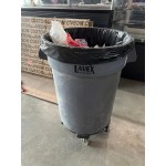 Lavex 32 Gallon Yellow Round Commercial Trash Can with Lid and Dolly