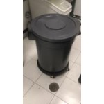 Lavex 32 Gallon Yellow Round Commercial Trash Can with Lid and Dolly